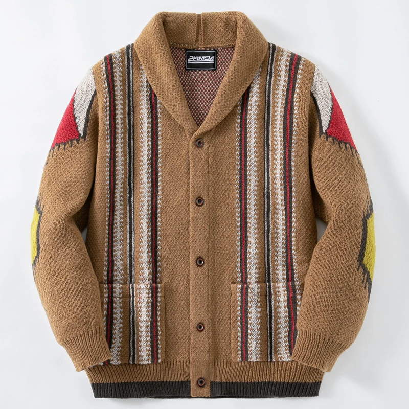 

2025 Autumn Men's Sweaters Turtleneck Casual Knitwear Leather Button Men Knitting Clothing Cardigan Overcoat Warm Sweater MY827