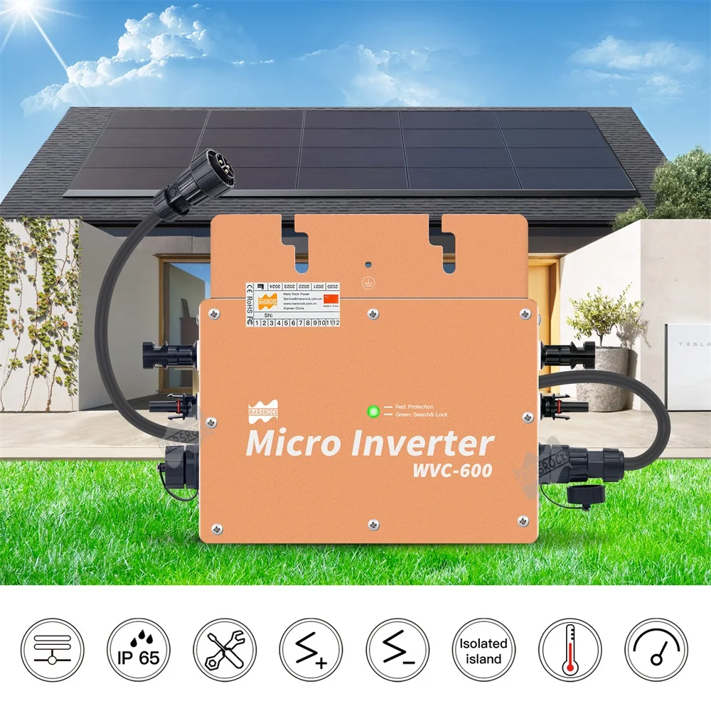 600W 120VAC/230VAC MPPT Solar Grid Connected Micro Inverter, 20-50VDC Can Connect 2 300W Solar Panels, New Household Inverter