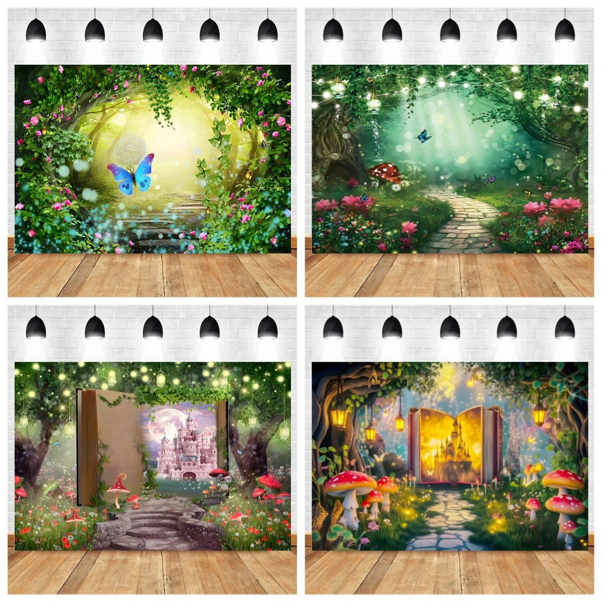 Dreamy Natural Jungle Forest Wonderland Backdrop Fairy Tale Mushroom Baby Birthday Party Photography Background For Photo Studio