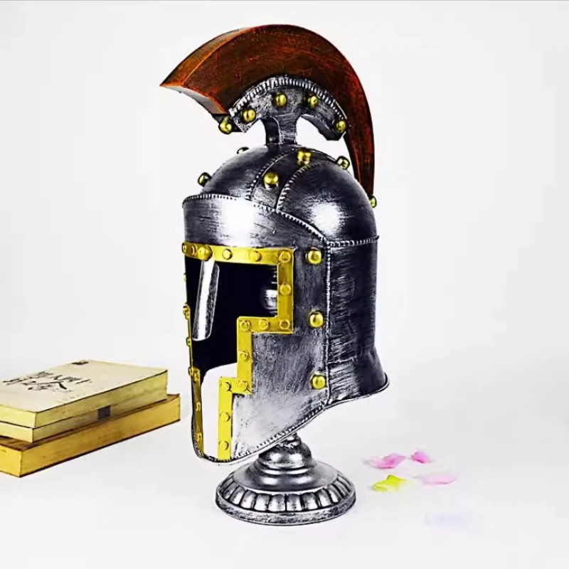 

European retro Roman armor samurai helmet wrought iron decoration ornament bar restaurant industrial style soft decoration