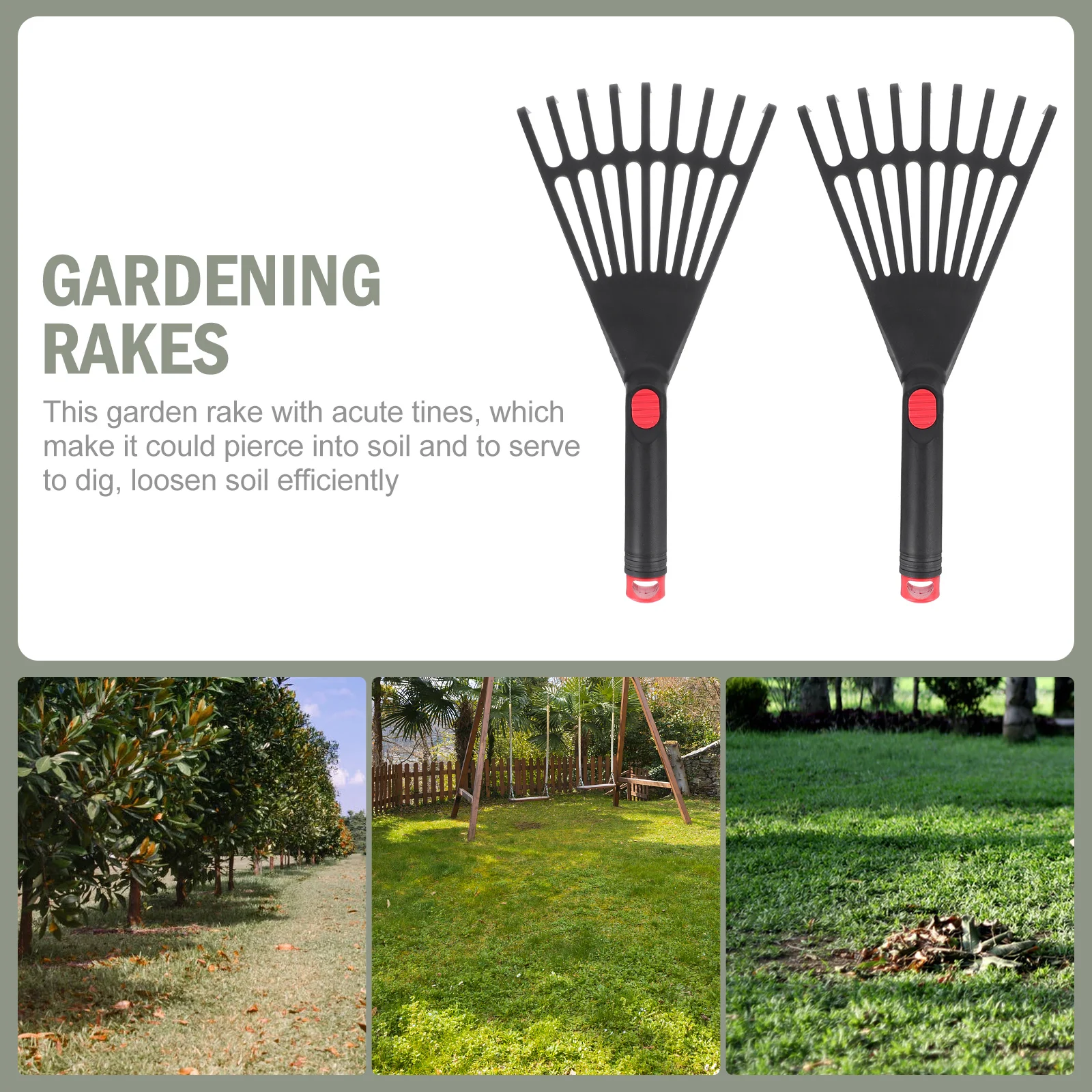 

2 Pcs Garden Pitchfork Grabber Practical Rakes Plastic Leaf Spoon Grass Plowing Soil Farm Implement