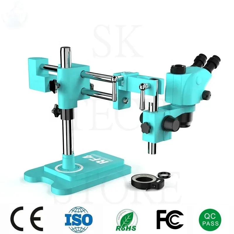 

RF6565TVW 6.5X-65X Synchronous Double Zoom Stereo Trinocular Microscope With 144 Light PCB Soldering Repair Jewelry Microscope