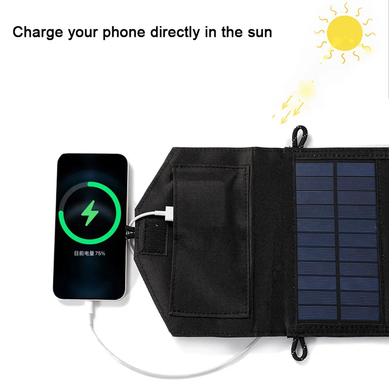 Polysilicon portátil painel solar carregador, 500W, USB, 5V, DC, painel solar dobrável para carga do telefone, banco de potência para caminhadas, camping