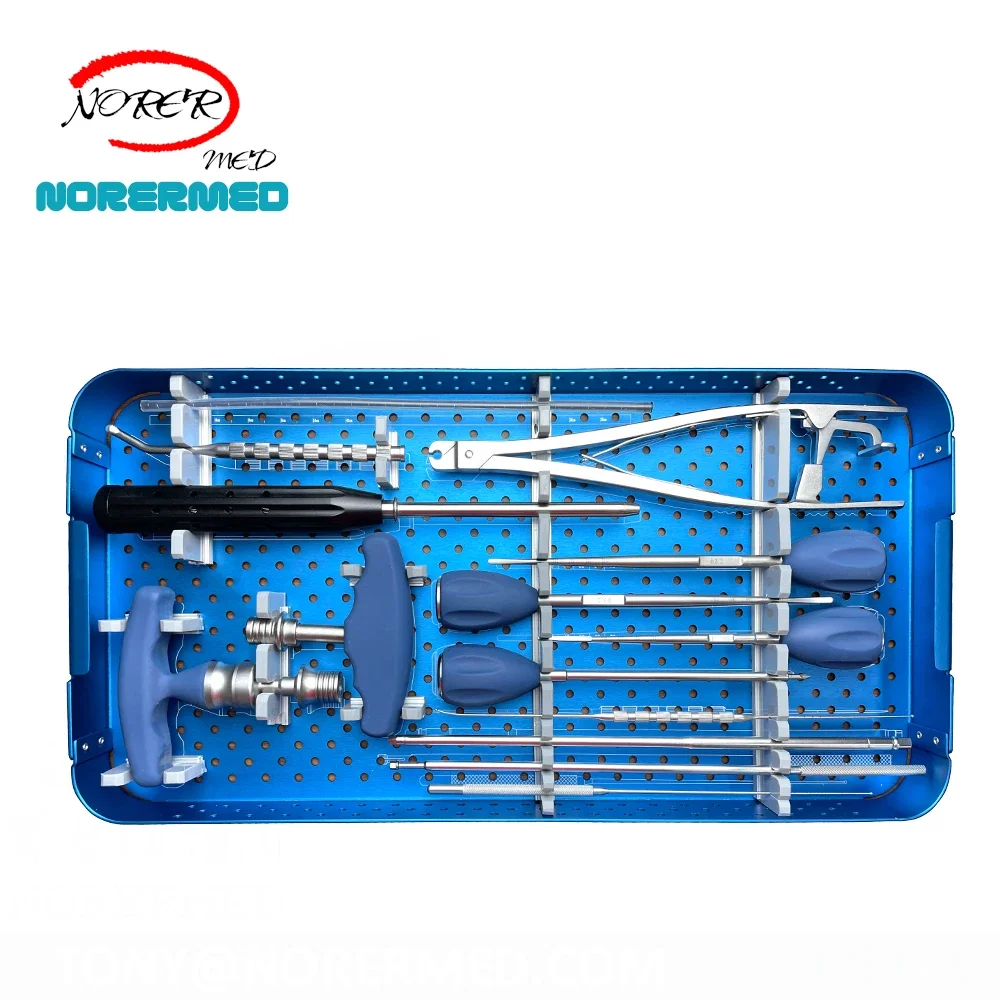 China Manufacturer Medical Orthopedic Spinal Lumbar Instrument Kit for Spine Pedicle Screw Implant Surgery