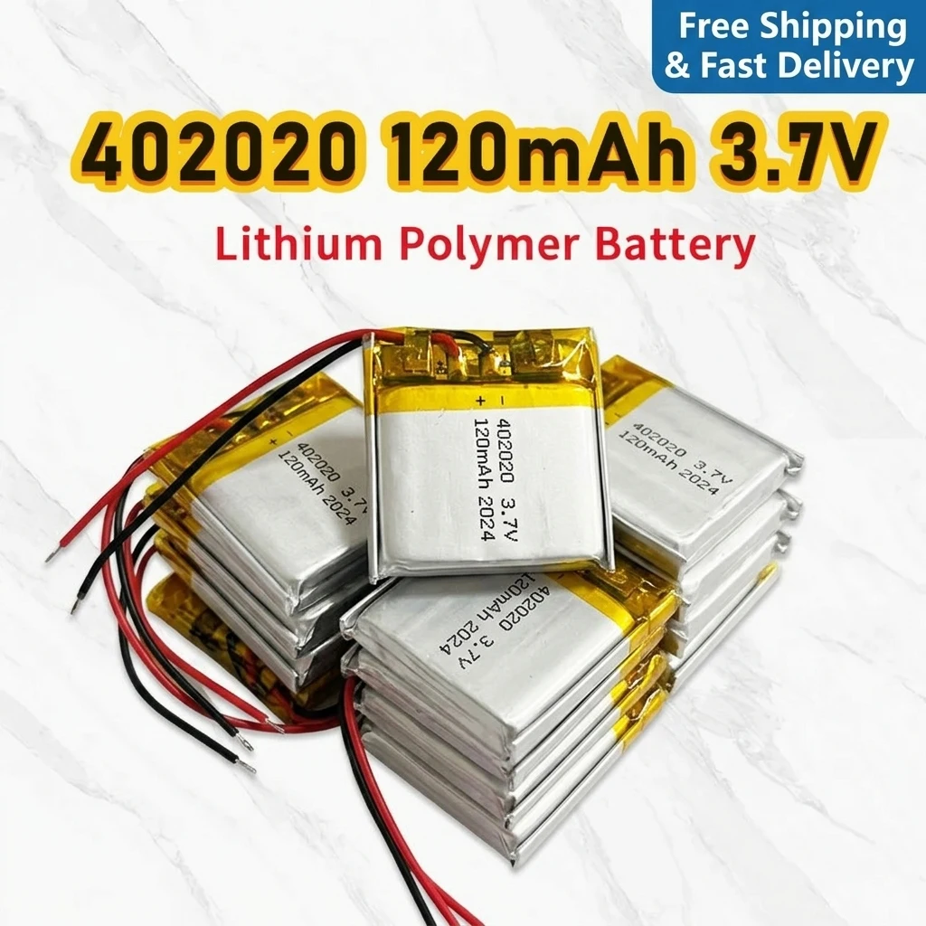 

402020 042020 3.7V 120mAh Li-Polymer Rechargeable Battery Pack for Bluetooth Mouse Audio Speaker Walkie Talkie 1/2/4/6/8/10PCS