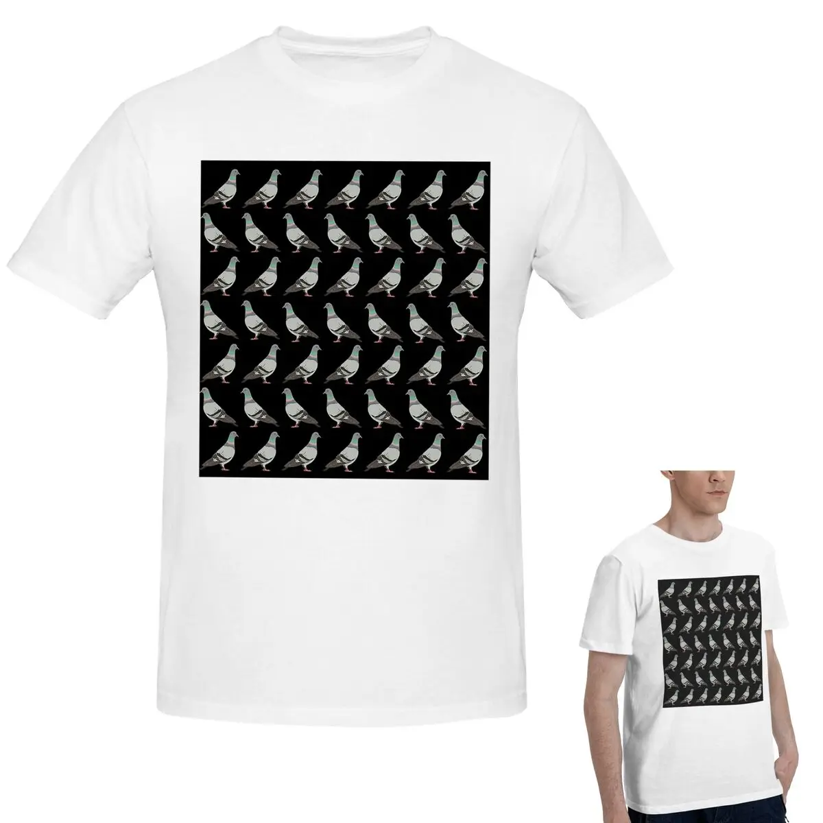

100% Cotton Pigeon Walk 2020, Black Background T-Shirt Men's Classic Oversized T Shirt Men Round Neck Summer Shirts Tops S-6XL