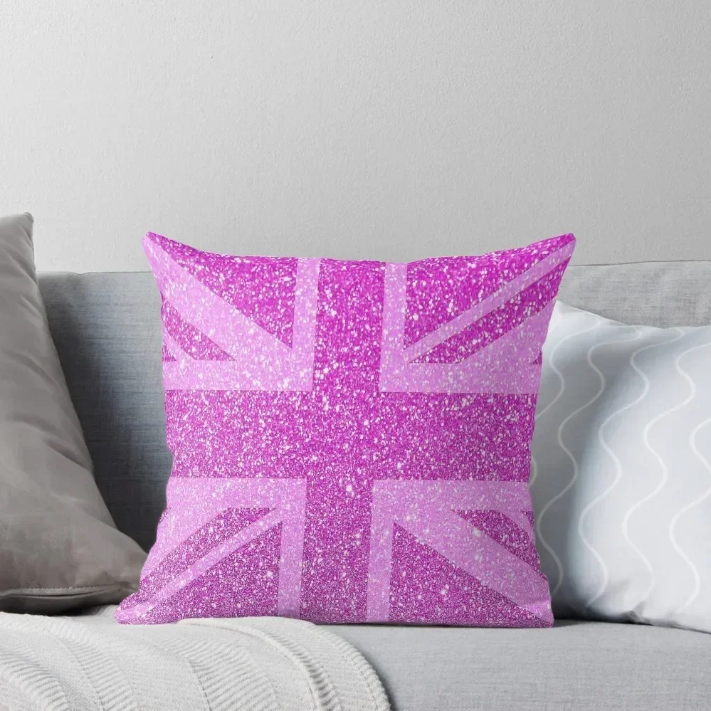 

Pink Glitter Union Jack Throw Pillow Covers For Sofas bed pillows Anime pillow