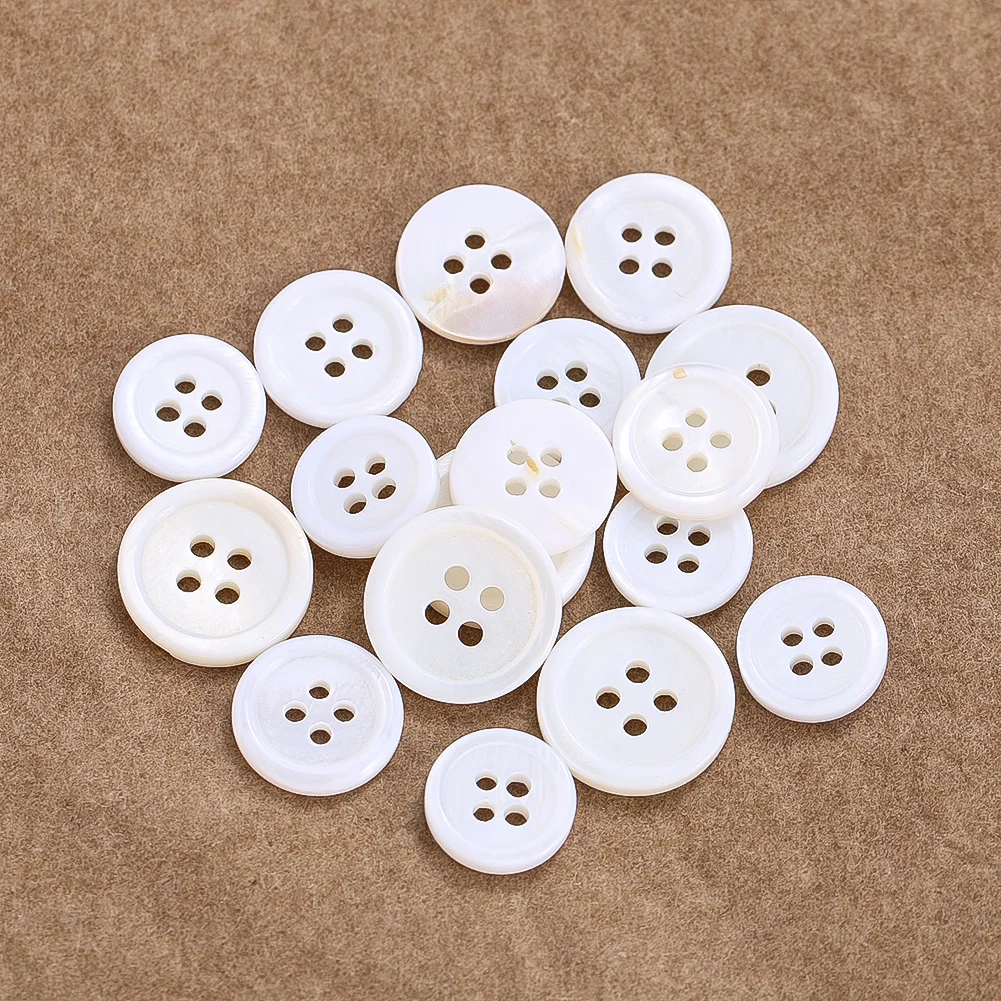 5pcs Natural MOP Classic White Four-hole Shell Buttons Fashion Clothing Decorative Accessorie Personalised Diy Wearing