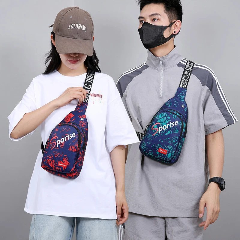 Men Sports Bag Large Capacity Oxford Cloth Men Crossbody Bag With Multi-layer Compartment Chest Bags