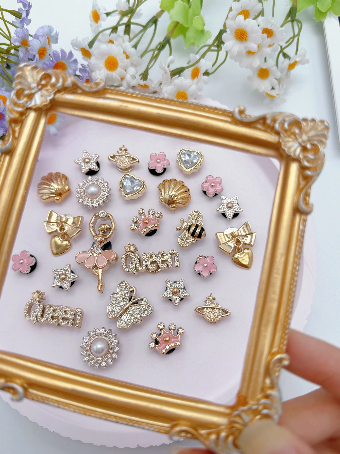 25PCS of Golden Multi-Color Shoe Decorations for DIY Casual Accessories  Fun and Multi-functional Personalized Shoe Ways
