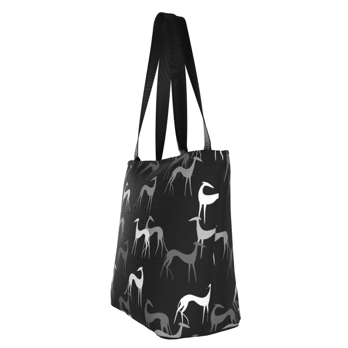 Aangepaste schattige schattige windhonden winkelen draagtas herbruikbare windhond Whippet hond kruidenier canvas shopper schoudertas