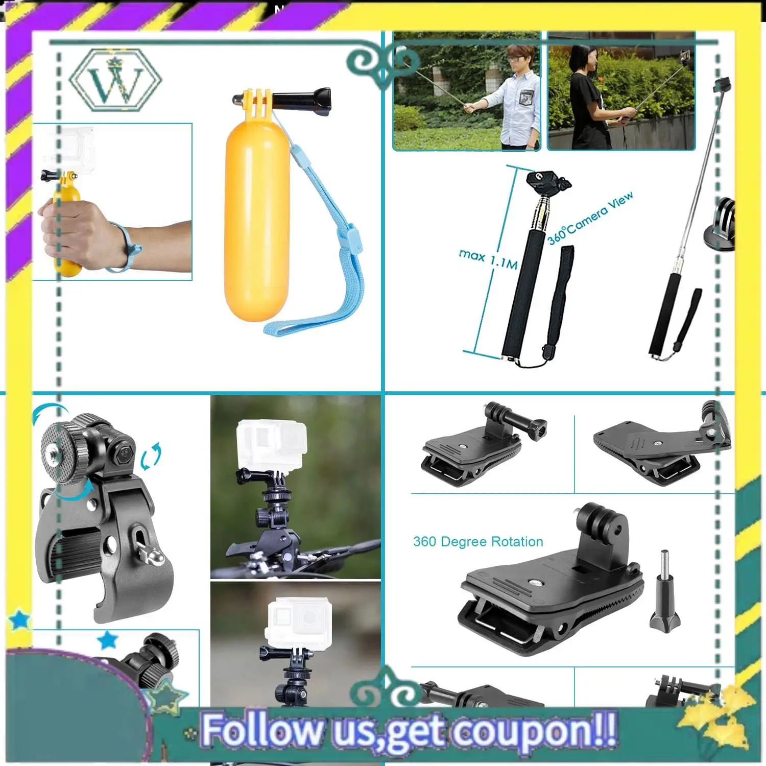 

NEW 58 In 1 Action Camera Accessory Kit For Gopro Hero 10 9 8 Black Max Go Pro Session Kit Sport Camera