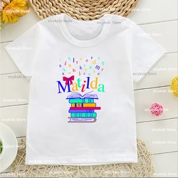 2023 New Arrival dziewczęca koszulka film Matilda nadruk graficzny dziewczęca moda śliczna odzież dziecięca Tshirt letnia biała koszulka z okrągłym dekoltem