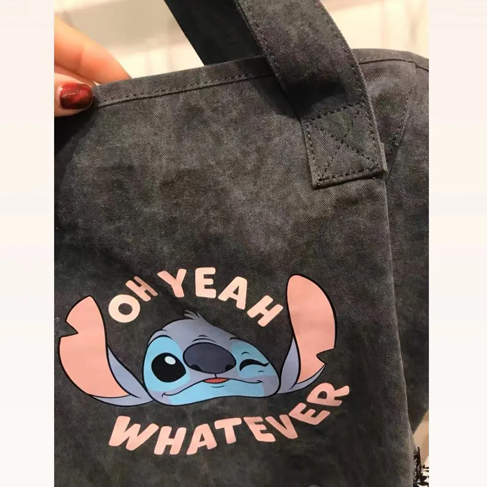 Kawaii Stitch Cartoon Handbag Large Capacity Tote Casual All-Match Satchel Shopping Storage Bag Outdoor Fashion Backpacks Female