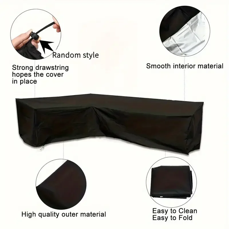 Anti-UV L-shaped Outdoor Sofa Cover Waterproof Windproof Durable Polyester Furniture Protector view 5