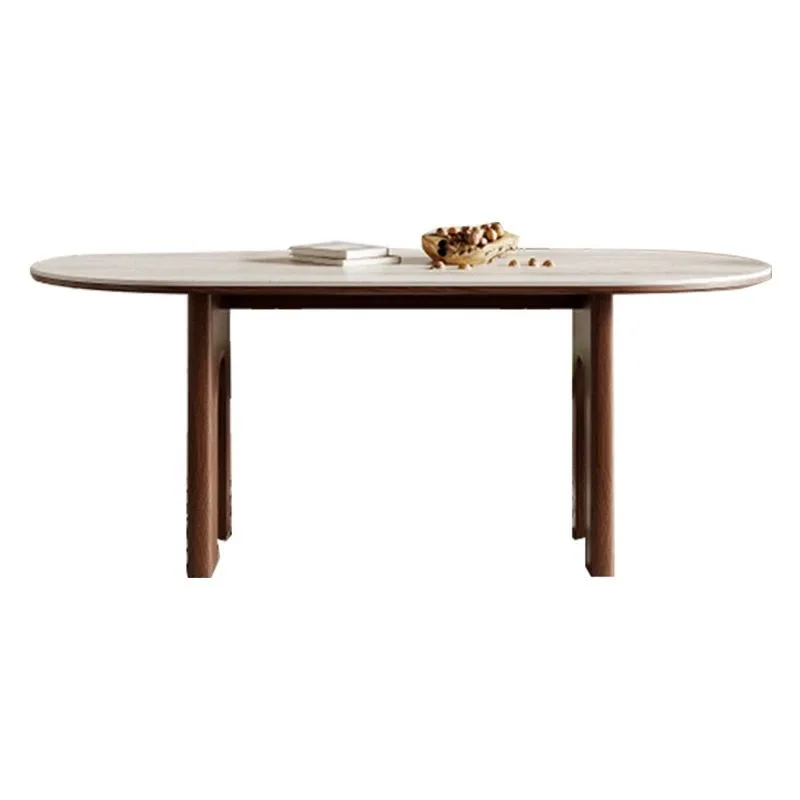 Small household oval rock slab dining table