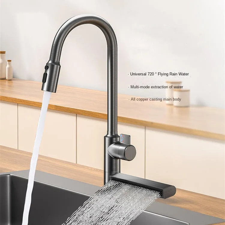 

Waterfall Kitchen Sink Faucet Hot and Cold Mixer Tap Rotating Pull-out type Gourmet faucet kitchen