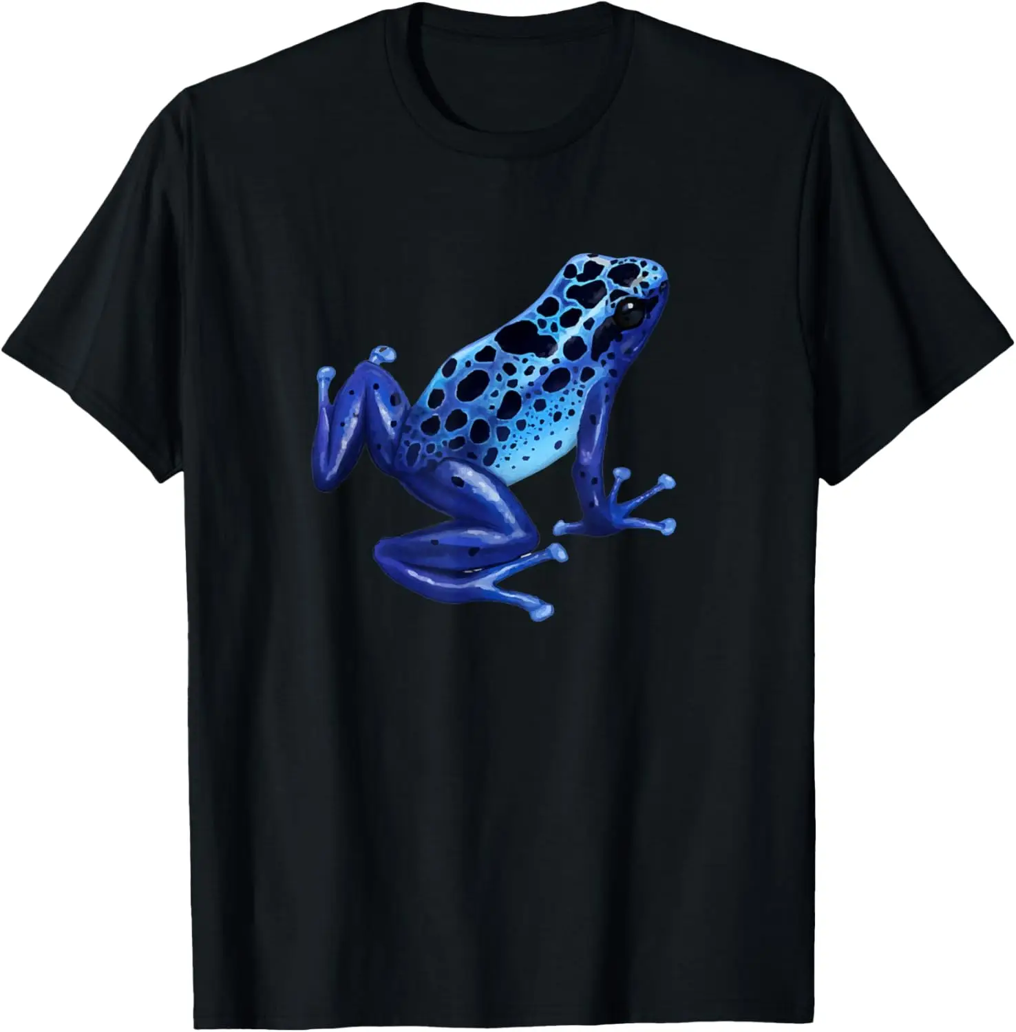 Blue Poison Dart Frog Tee Colorful Design Nature Lover T-Shirt 100% Cotton Trendy Y2K Short-Sleeve Tee – Soft, Quick-Drying, All Occasion Casual  Suitable For Concert Party Hanging Out Sightseeing Trip