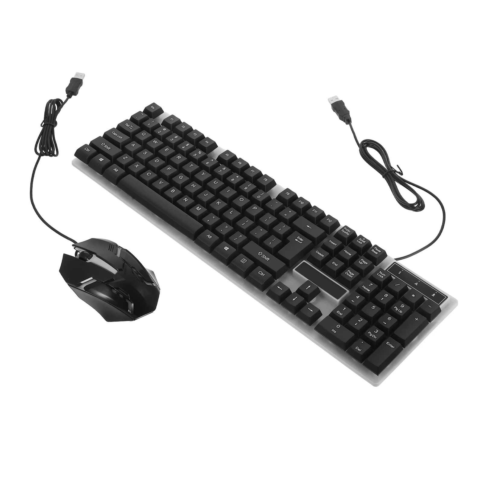 Wired Keyboard Mouse Set Black Floating Keycap Rgb Backlight Draining Hole Ergonomic Game Keyboard Mouse Wired