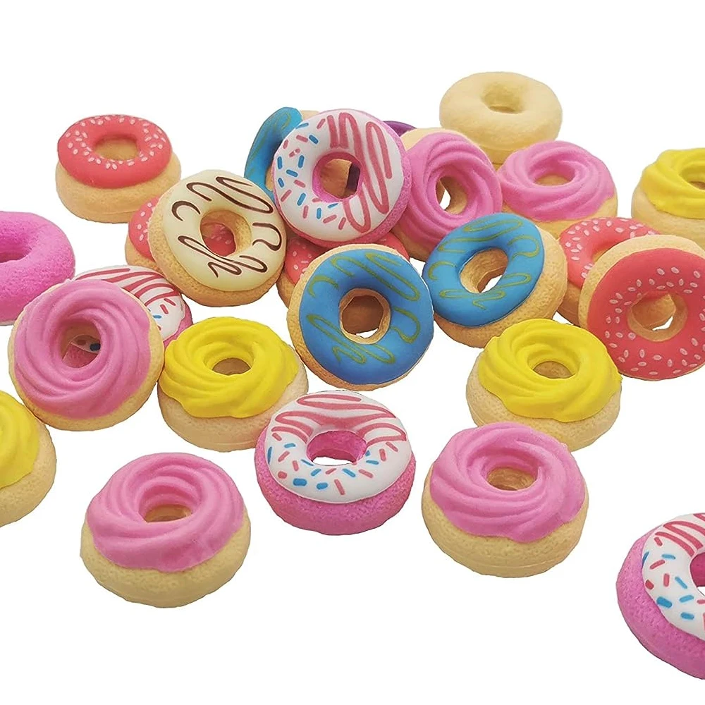 Pack of 6 Donuts Erasers, Mixed Mini Rubber Eraser Stationery Gift for Students Teacher Reward School Supplies