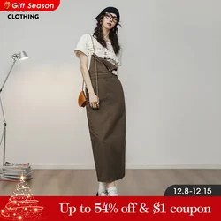 Maden 2024 New Women's Maillard Suspender Straight Skirt and Age-reducing Lazy Style Stackable Long Dress for Spring and Summer