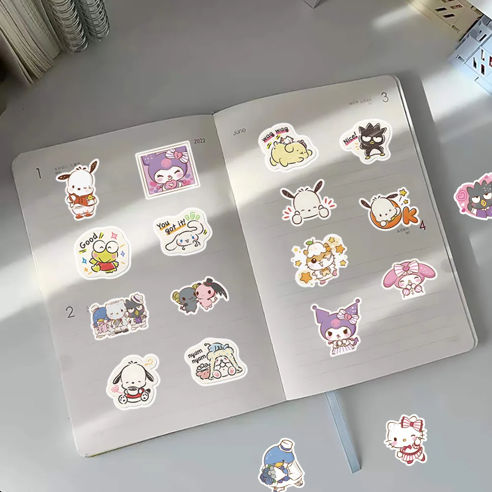 10/30/62PCS Sanrio HelloKitty Kuromi Pochacco My Melody Stickers Cute Cartoon Creative Decals DIY Wall Bike Notebook Gift Toys