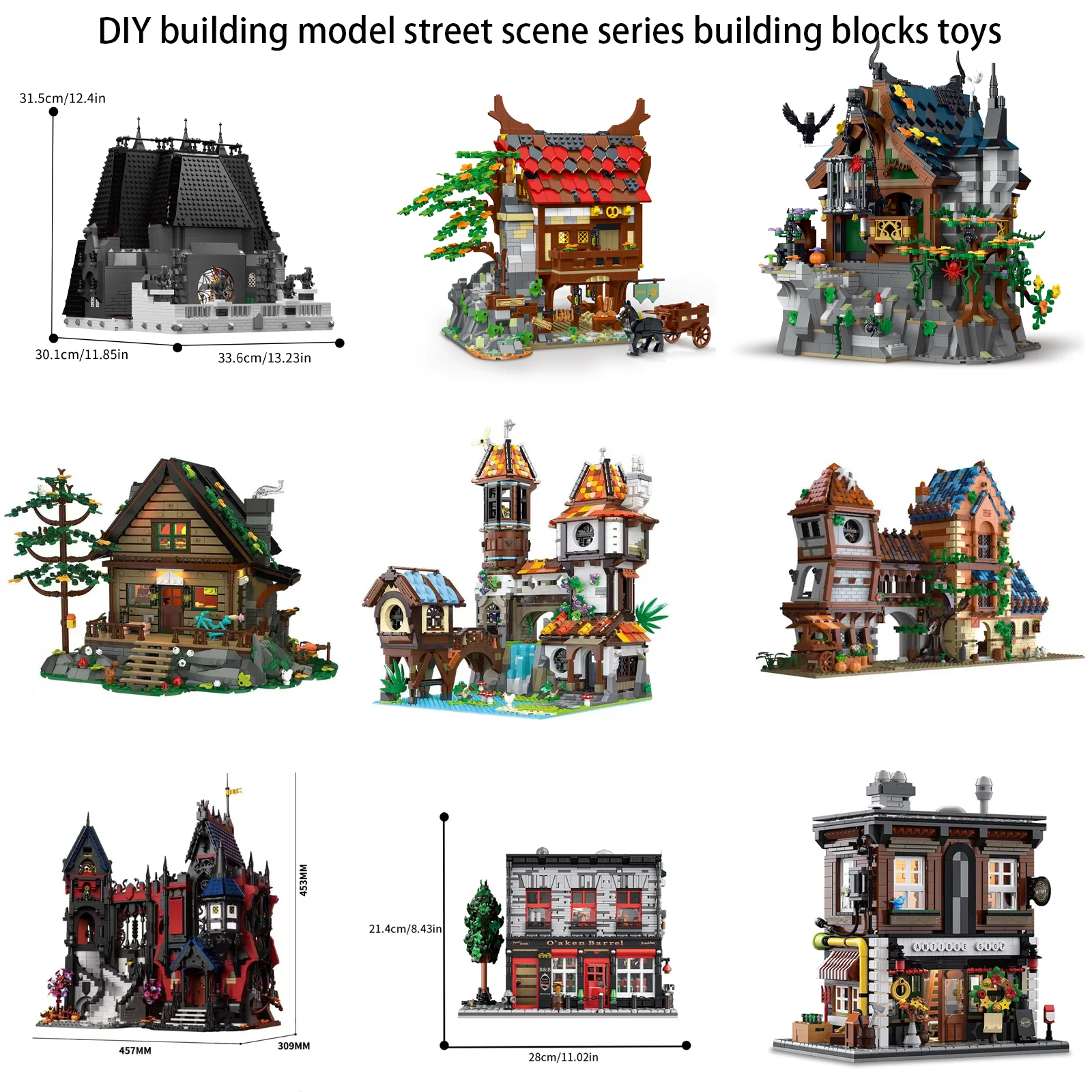 中世のDIY建築住宅模型組み立て、街並みシリーズのビルディングブロックおもちゃ、大人と子供のためのホリデーおもちゃギフト
