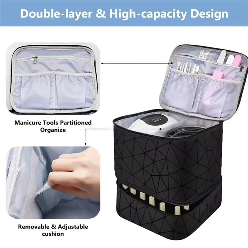 

ABKP-For Travel Cosmetic Organizer 30 Bottles Nail Polish Storage Bag Large Capacity Portable Handbag With Handle