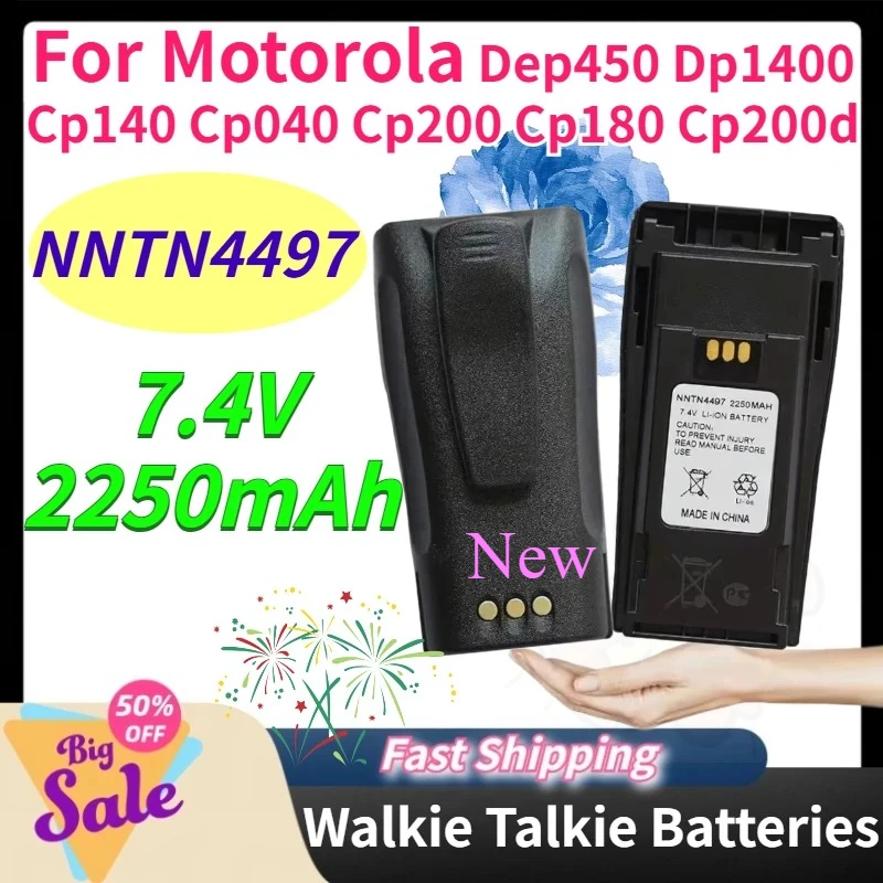 Upgrade NNTN4497 2250mAh 7.4V Walkie Talkie Replacement Battery for Motorola Dep450 Dp1400 Cp140 Cp040 Cp200 Cp180 Cp200d