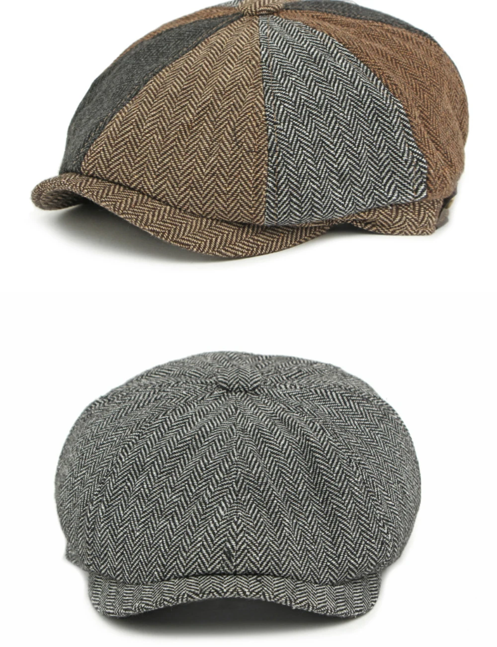 HT4908 Baskenmützen für Männer und Frauen, Vintage-Künstler-Malermütze, Unisex Ivy Flachmütze, Frühling Herbst Gestreifte Achteckige Baskenmütze – Detail 10