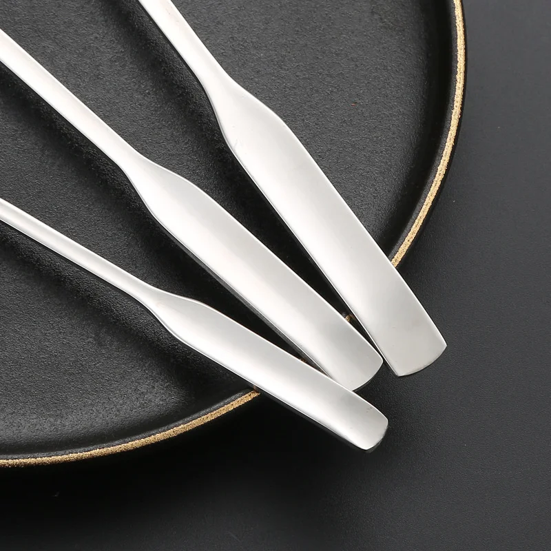 304 Stainless Steel Square-headed Spoon Long Handle Western Dining Teaspoon Coffee Dessert Spoons Silver Tableware - Image 5