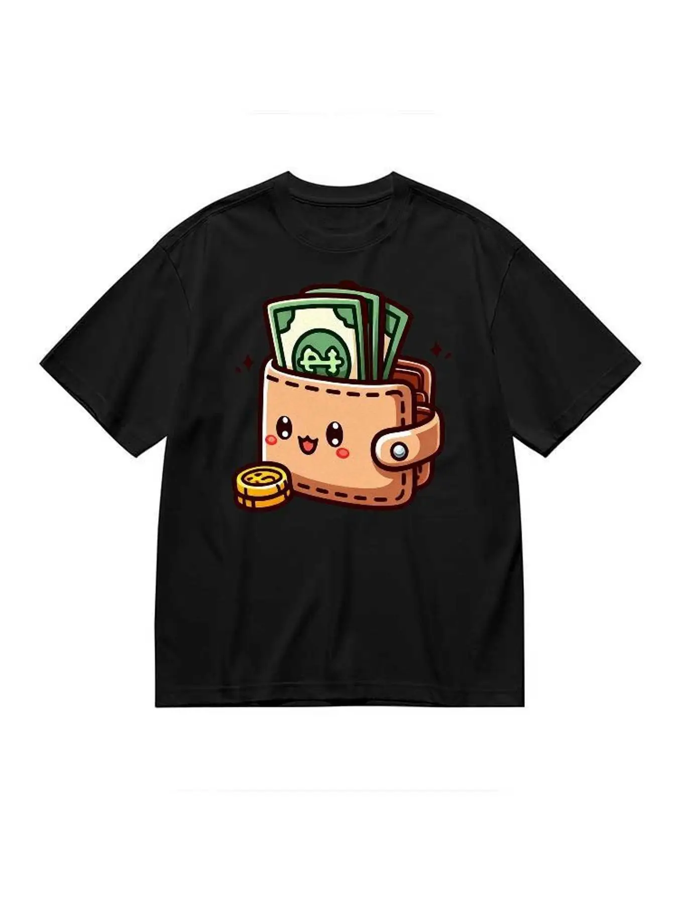Cute Money Wallet Graphic T Shirt Women Fashion Stretchy Plus Size Short Sleeve Casual Soft Cotton Tee Aesthetic Funny Summer Clothes