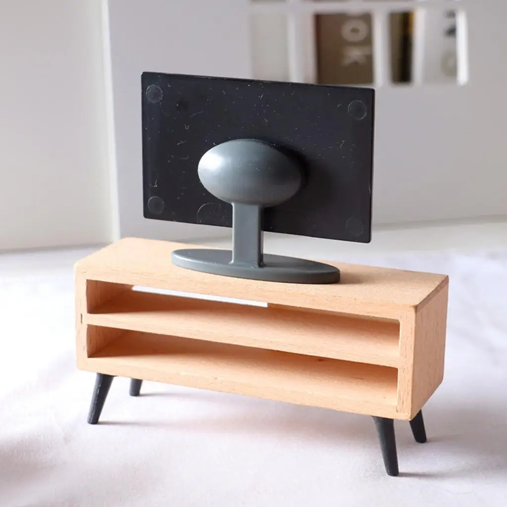 Mueble de TV Moderno para Casa de Muñecas, Miniatura a Escala 1:6 y 1:12, Gabinete Realista, Adorno para Casa de Muñecas