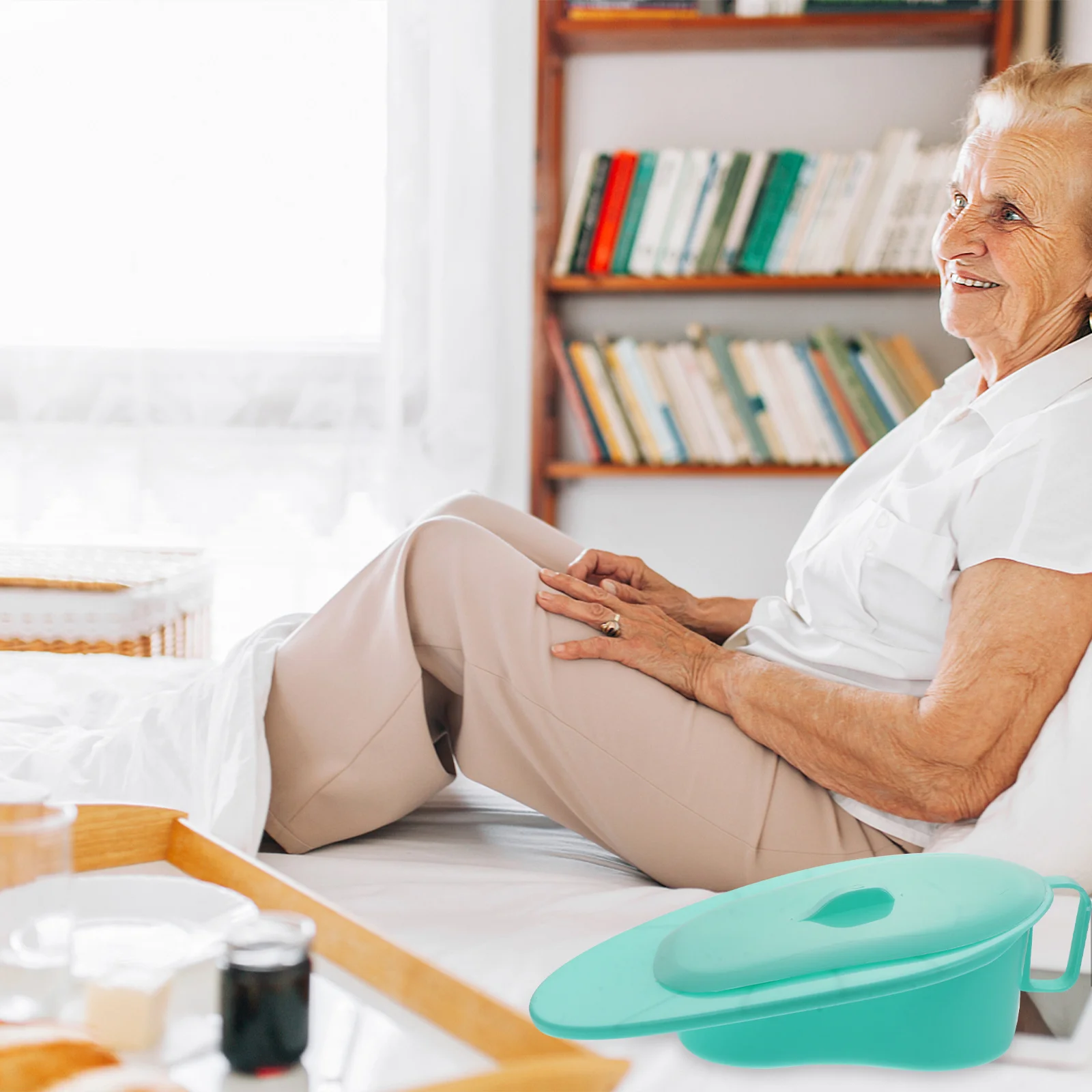1 قطعة Bedpan مع غطاء خفيف الوزن محمول متين من البلاستيك رعاية المسنين طريح الفراش المريض وعاء المرحاض للرضاعة للرجال والنساء #1