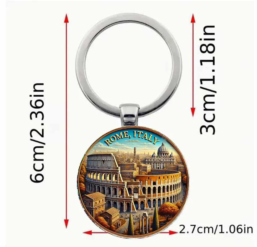 سلسلة مفاتيح دائرية ذات طابع إيطالي روماني مناسبة كهدية لعشاق الرومان #2