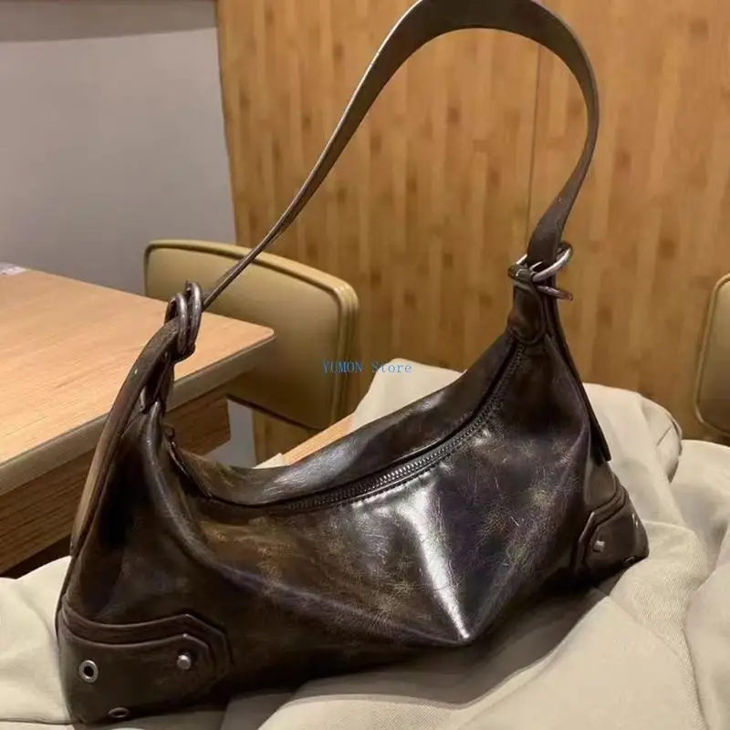 

D0UD Women Large Capacity Armpit Bag Aesthetic Shoulder Crossbody Bag Female Underarm Bag PU Leather Shopping Dating Bag