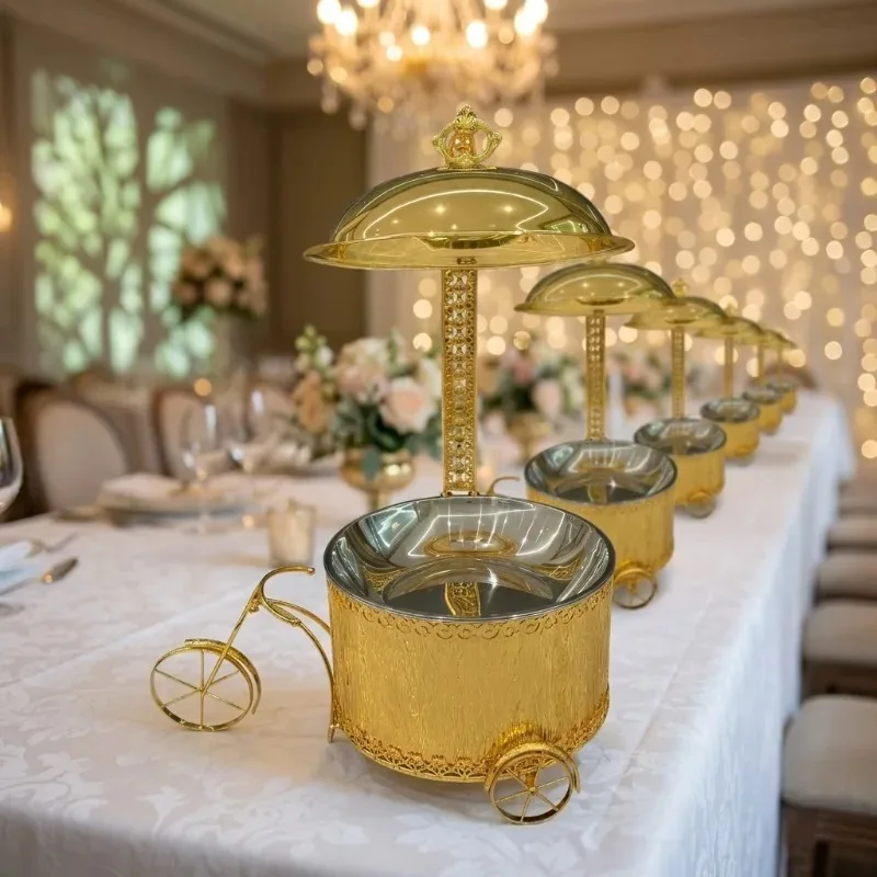 Wedding Hotel Stainless Steel Golden 8L Chafing Dish Buffet Catering Food Warmer Banquet Catering Hanging Lid