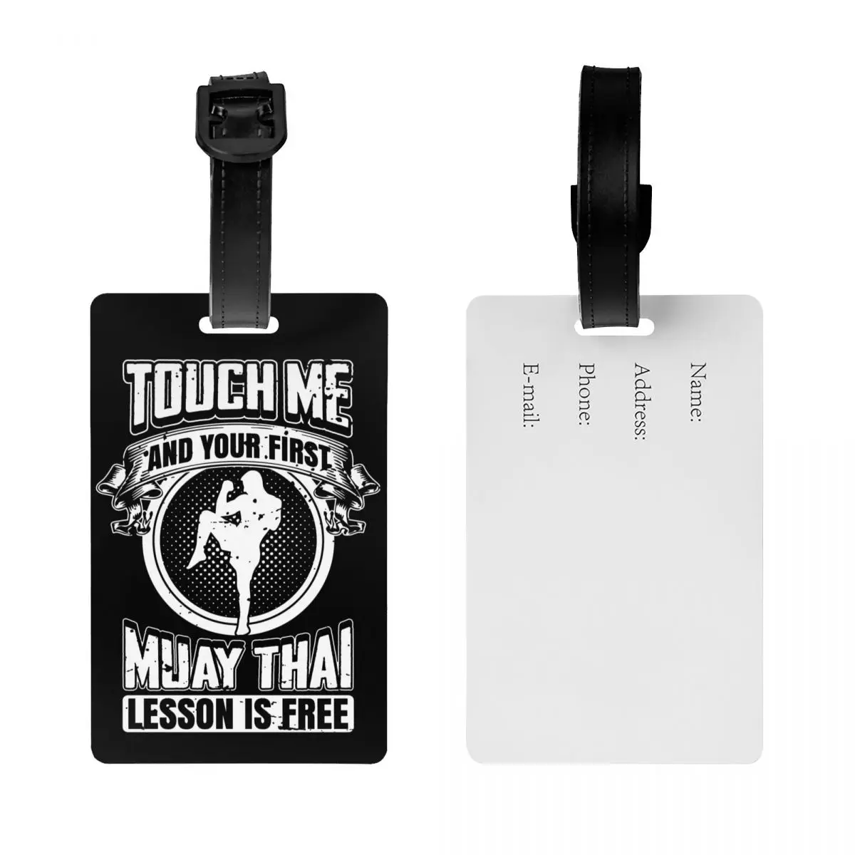 Custom Touch Me And Your First Muay Thai Lesson Is Free Luggage Tag  Thailand Martial Art Fighter Privacy Cover ID Label