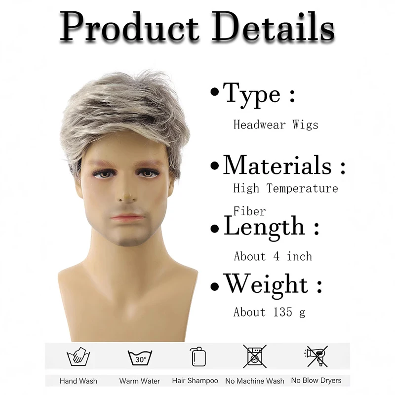 Perruques synthétiques courtes et bouclées naturelles pour jeunes hommes, perruques en Fiber résistante à la chaleur, perruque à usage quotidien