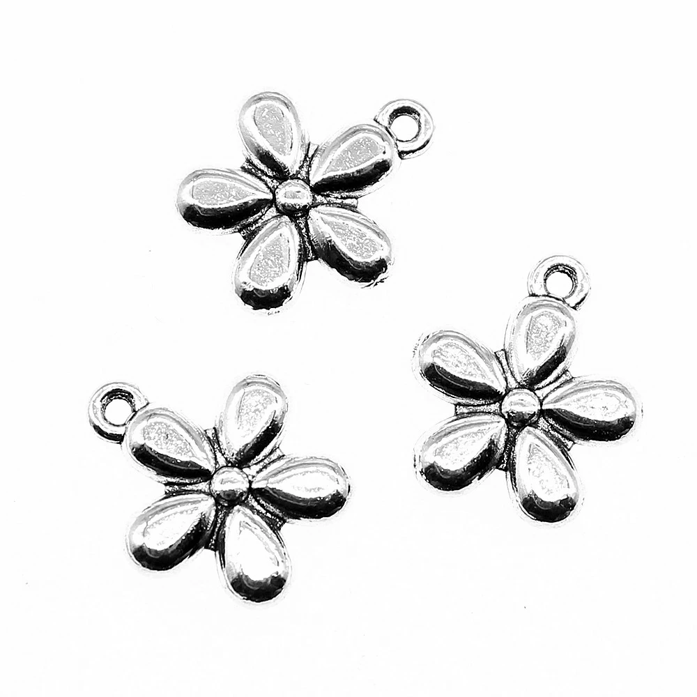 20pcs Small Flowers Charms DIY Flower Charms For Jewelry Making Antique Silver Color Tiny Flower Charms 11x13mm