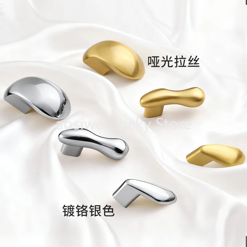 Manija pequeña en forma de gota de plata, manija de puerta de gabinete con cajón, manijas de un solo orificio de oro nórdico americano, herrajes para muebles