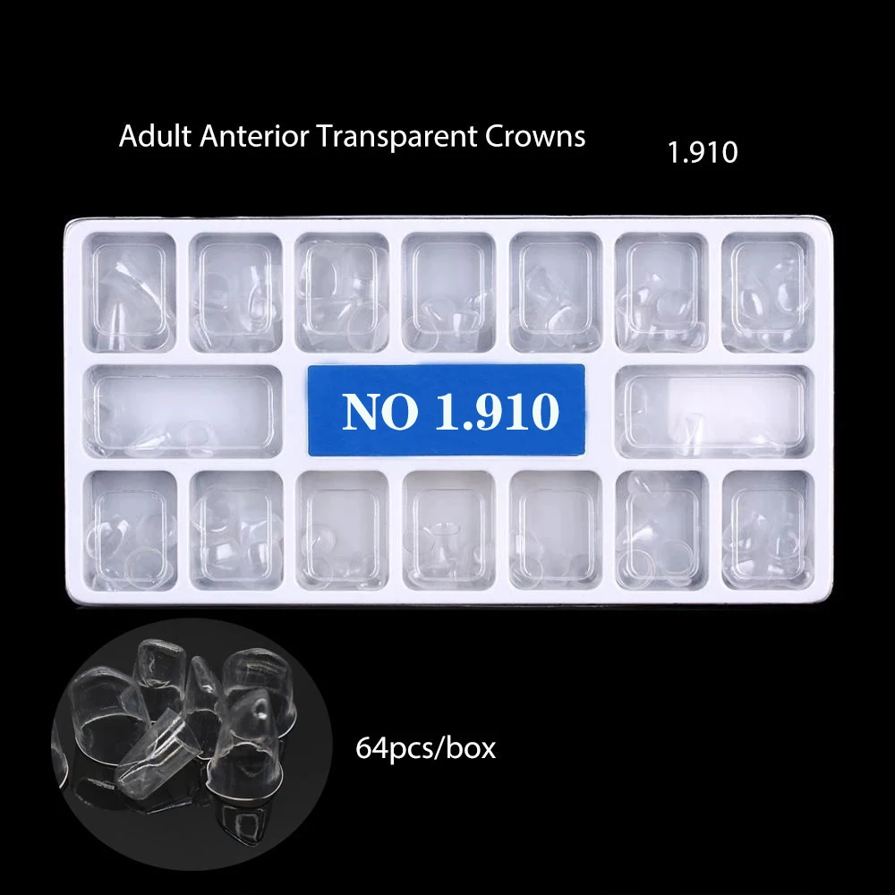 Crowns Transparent Temporary Preformed Molar Dental Anterior Posterior Teeth Deciduous 64pcs/Box Child Adult Kids Matrix Kit