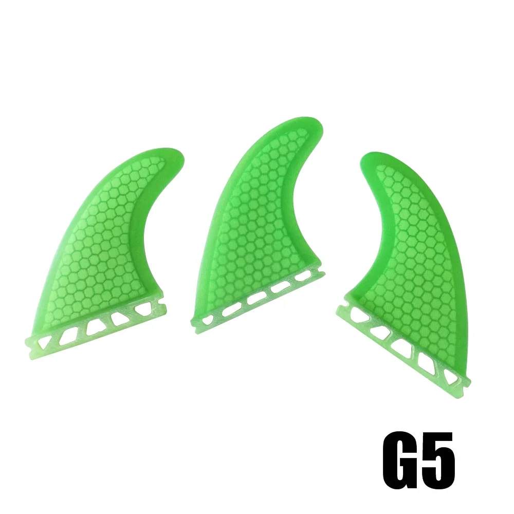 Tri Fin Set Enkele Tabs Vinnen S/M/L Surf Vinnen Surfplank Fin Oranje/Geel/Blauw/Grijs/Groen Met Zwart Logo Honingraat Glasvezel