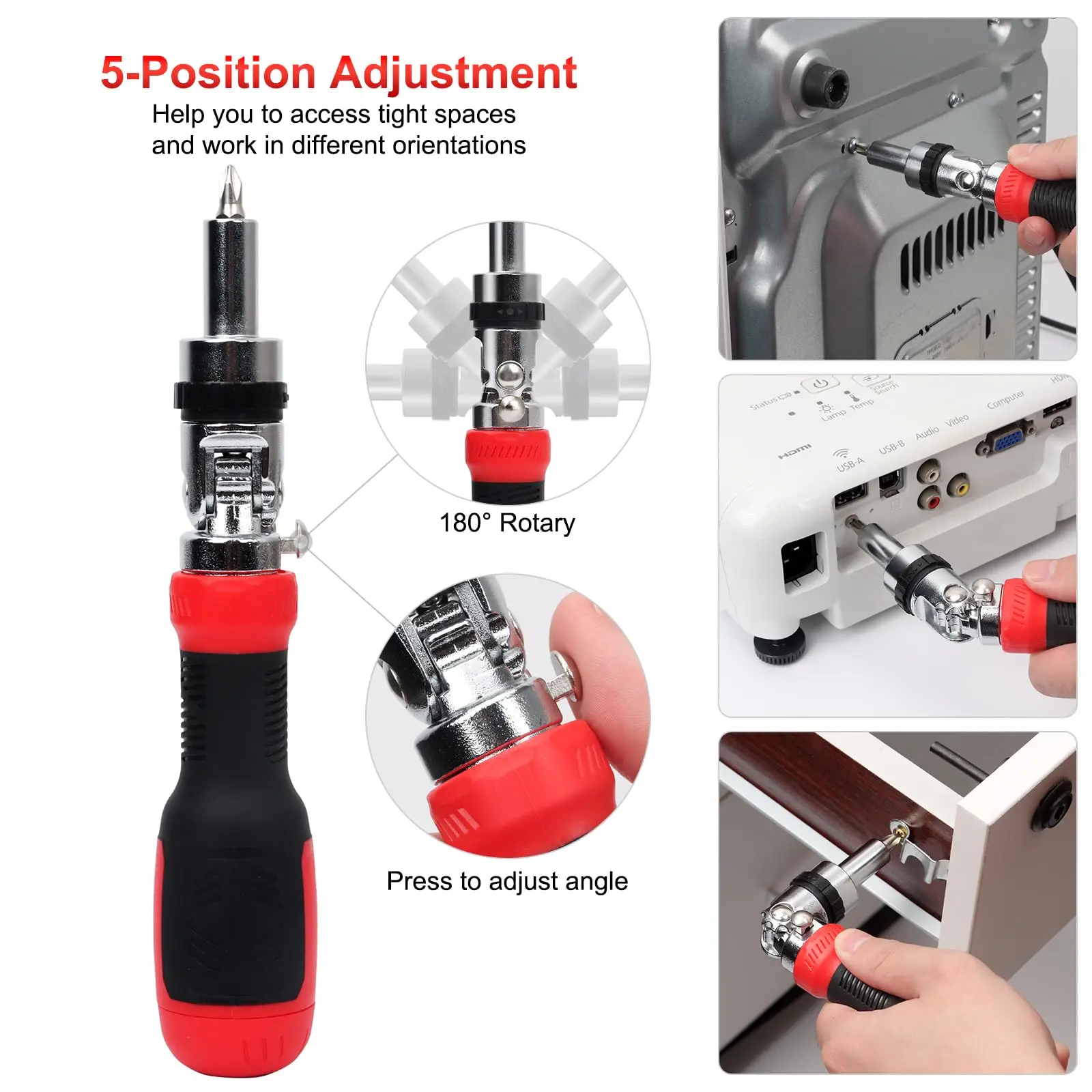 13 in 1 Ratcheting Screwdriver Set with Magnetic Torx Phillips Screw Driver Bits 180 Degree Adjustable Angle Screwdriver Set