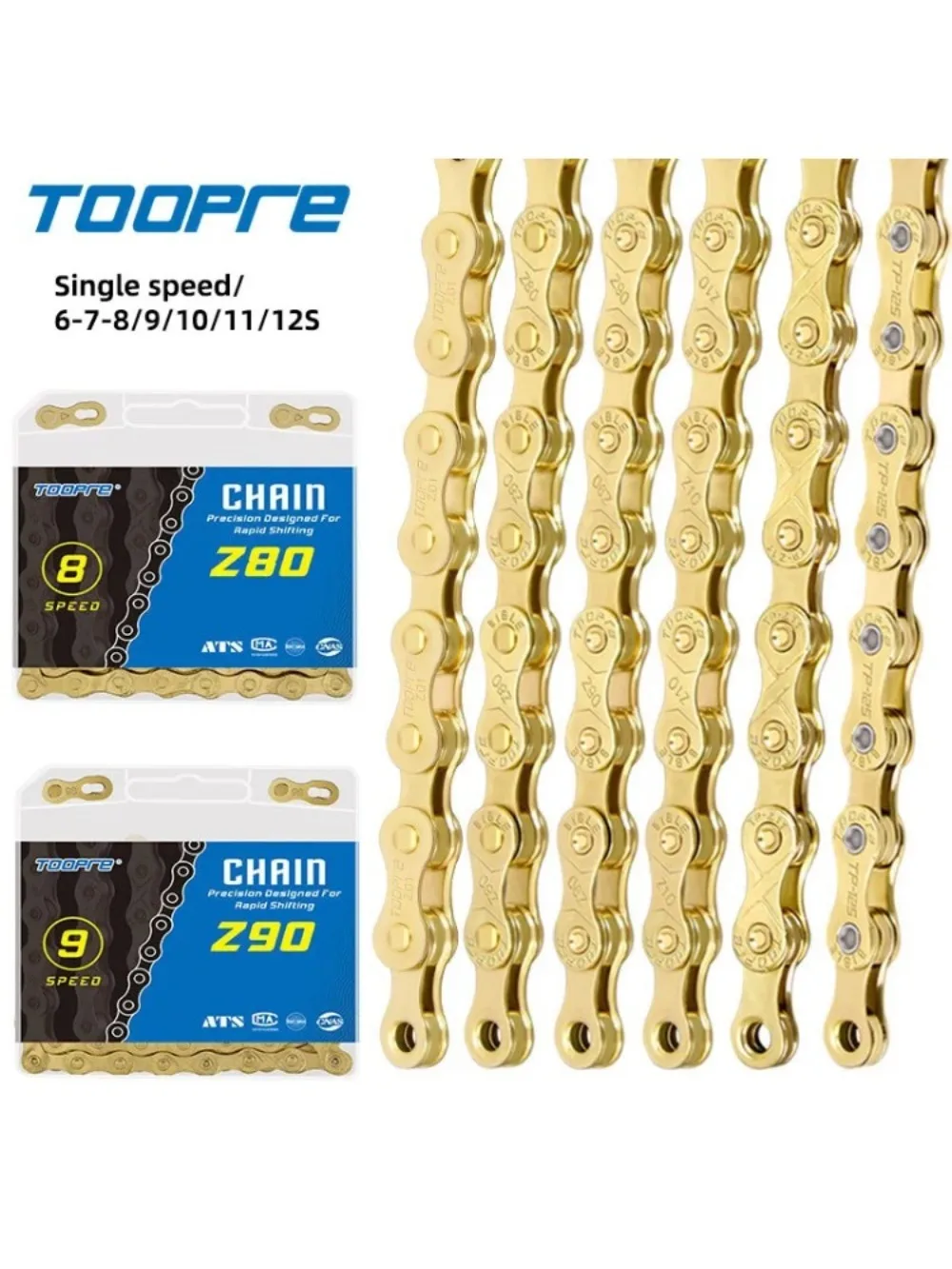 AliExpress TOOPRE MTB Bicycle Chain 1/ 6/7/8 /9 /10 /11 /12 Speed Mountain Road Bike Gold Chain Electroplated And Rust-proof Variable Chain