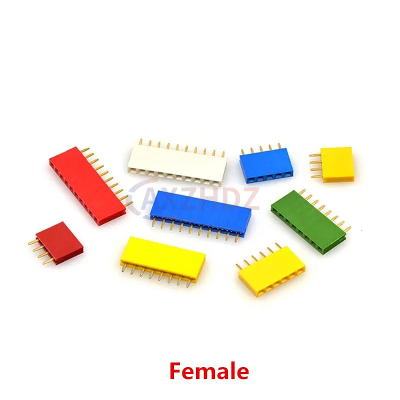 50PCS 2.54mm Pin Header Male PCB Connector Female 3/4/5/6/8/10/40P Red Yellow Blue Green White Black 2.54 1*40 Single Row