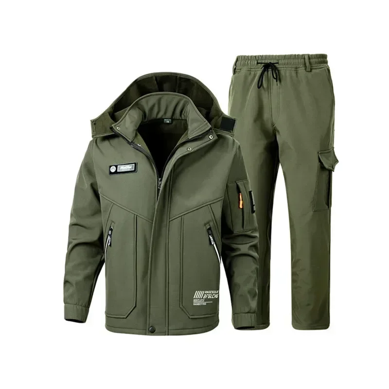 AliExpress XMGOLONG 2025 Winter Velvet Thickened Jacket Suit for Men and Women Windproof and Water-proof Outdoor Cold-proof and Warm Work Clothes