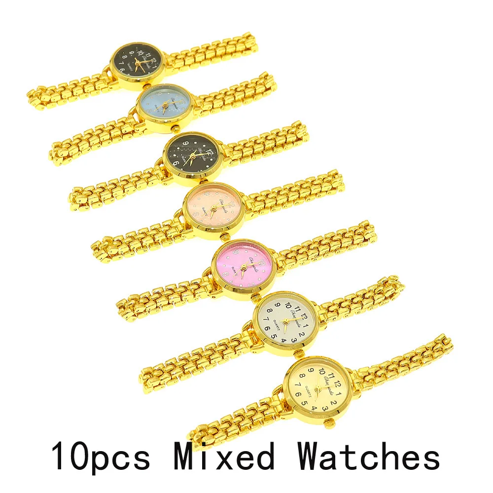 

10 шт. женские часы, деловые роскошные женские модные кварцевые часы, простые весы, круглые, высокое качество, позолоченные, складные часы, подарки