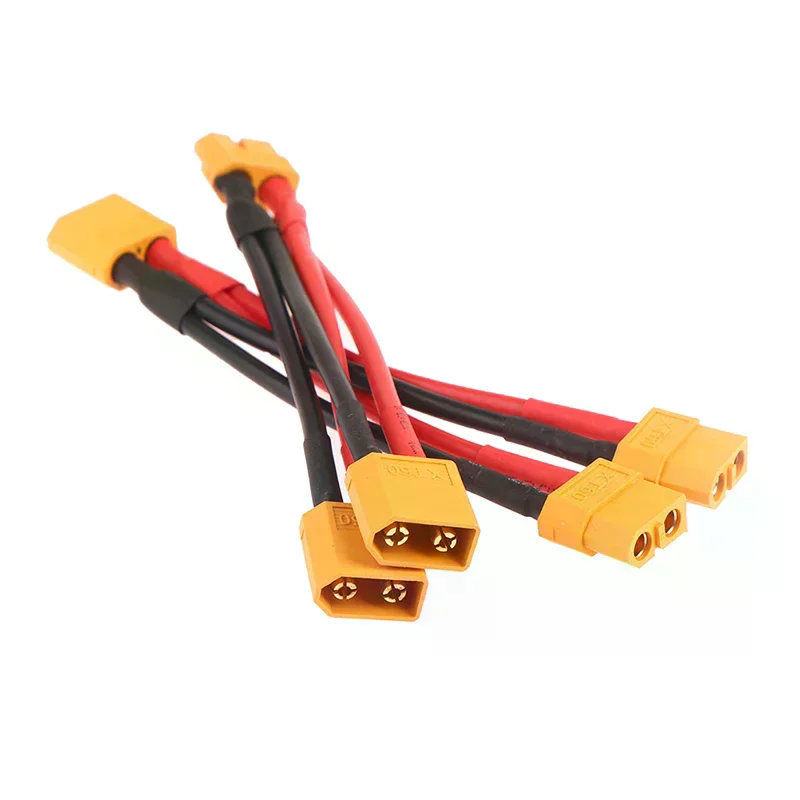 XT60 Male Female 3-Way Y Splitter Cable 14AWG High Temp Silicone Wire Dual Extension Parallel Battery Connector for RC Drone