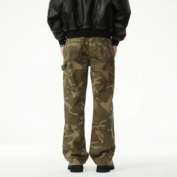 Pantalon de moto pour hommes, Streetwear, mode Hip Hop, ample, décontracté, Camouflage, pur coton, Denim, Cargo